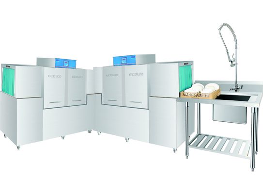 중국 350KG 상업적인 부엌 Dishwashing 장비, 상업적인 컨베이어 접지 닦은 기계 협력 업체