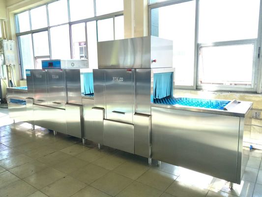 중국 비행 유형 Dishwashing 기계 33KW/69KW의 대중음식점 작풍 접지 닦은 기계 협력 업체